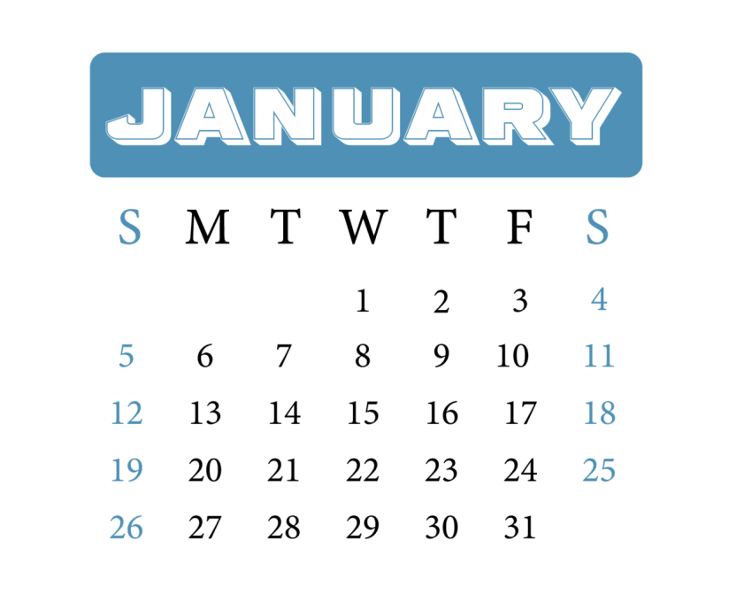 January 2025 calendar png