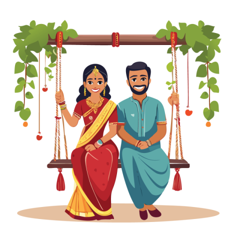 Indian couple vector png