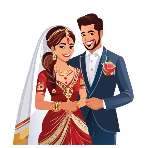 Indian bride and groom vector png free download
