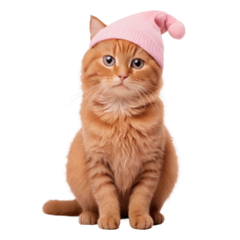 Cute cat with pink hat