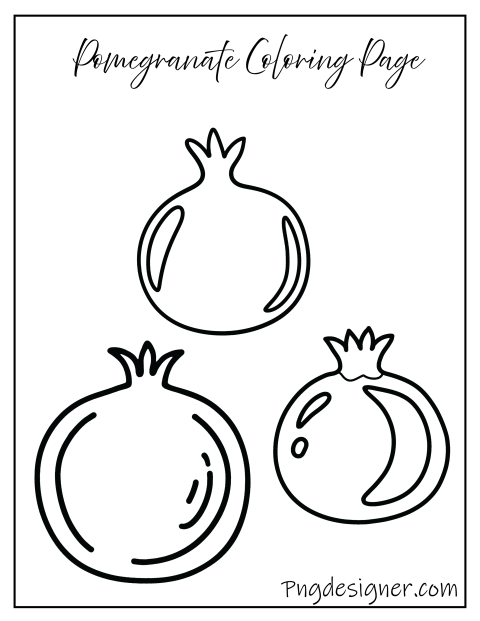 Pomegranate coloring page sheet
